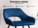 Artiss Dining Chairs Set of 4 Velvet Hollow Armchair Blue MO-DIN-KJC115-VEL-NAX4