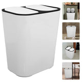 White Dual Compartment Trash Can for Home Use with Wide Lid Opening V1366-AZ2-W-12163