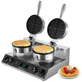 VEVOR Commercial Waffle Maker, Dual-Head Round Waffle Baker Machine, 2460W Non-Stick Stainless Steel V952-SYBLSHFBJZYBC5B6EV3
