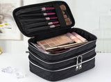 Fashionable and light luxury large-capacity black embroidered diamond-shaped cosmetic bag with three V1105-YAHZB-001