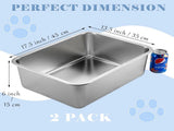 2 Pack Stainless Steel Cat Litter Box - High Side Metal Cats Toilet Large Rust Proof Litter Pan with V1259-DP01-I-00014
