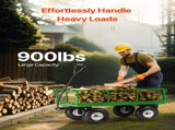 900 Lbs Steel Garden Cart on Wheels, Heavy Duty Pullable Garden Wagon Yard Cart, Outdoor Metal V952-ZXHYTCLS900BG0TN3V0
