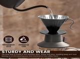 Stainless Steel Pour Over Coffee Dripper Cone Filter with Anti Scald Handle for Hand Brew Coffee, V1189-LC-RY-00221