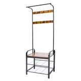 4-In-1 Coat Rack Large Capacity Freestanding Hall Tree 183 High Entryway Bench with 8 Detachable V985-COATRACK
