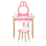 1 Set of Keezi Kids Dressing Table Wooden Bunny Pink FURNI-C-RABBIT-PK