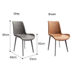 Minimal List Dining Chairs PU Retro Chair Cafe Kitchen Modern Metal Legs x 2 Brown V255-DINBROWN