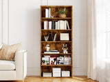Levede 6 Tier Book Shelf Adjustable Shelves Walnut CH1154-6-WA