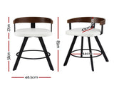 4x Artiss Bar Stools Swivel Kitchen Chairs Metal Legs Bentwood Counter White PU BA-TW-W0100-WHX4