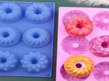 Cake Pan for Baking Mini 6 Cavity Mini Cake Pans Silicone Mold Bakeware Non Stick Blue Pink 4PCS V1192-AZ-W-31848
