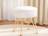 Artiss Ottoman Storage Foot Stool Vanity Velvet Round White FS-B-ST03-VEL-WH