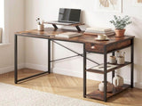 Artiss Computer Desk Drafting Drawing Table Tiltable Top Rustic Brown 108cm MET-DESK-26137-RB