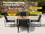 Gardeon 5PCS Outdoor Dining Set Table and Chairs Patio Garden Furniture Bistro Set FF-DINING-5PLW-BK-AB