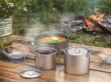 750ml titanium pot 750ml Pot Water Mug Cup with Lid and Foldable Handle Portable Camping Cookware V1369-AZ3-W-16073
