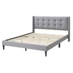 Delilah King Bed Tufted Button Headboard Fabric Upholstered - Light Grey V315-VOB-DELI-03