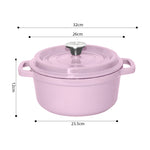 SOGA 2X 26cm Pink Cast Iron Ceramic Stewpot Casserole Stew Cooking Pot With Lid STEWPOT3026X2