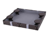 Keezi Kids Sandpit Sandbox With Cover 4 Seats Outdoor Sand Box Brown SAND-PE-SQUARE-BR