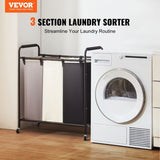 3-Section Laundry Basket, Duty Laundry Hamper Storage Organizer, Laundry Sorter Cart with V952-XYLFJSSSYTB75CJ6HV0