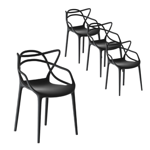 Gardeon 4PC Outdoor Dining Chairs PP Portable Stackable Chair Patio Furniture ODF-CHAIR-PP601-BK-4X