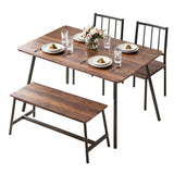 Artiss Dining Table and Chairs Set of 4 Bench Kitchen Furniture Rustic Brown DSET-D-BH11-BR