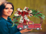Red Truck Christmas Wreath Fall Wreath for Front Door Decorations for Farmhouse Autumns Harvest V1294-YM0714-10309808