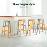 Artiss 4x Bar Stools Round Chairs Wooden Nature BA-G-7033-NTX4