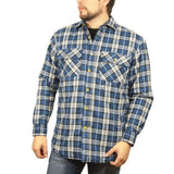 Jacksmith Quilted Flannelette Shirt Mens Jacket 100% Cotton Padded Warm Winter Flannel - Navy/Light V563-WS59-149-XL