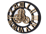 Large 3D Retro Wall Clock 34CM Vintage Wooden Gear Wall Clock Numerals Industrial Style Clocks for V1294-YM0901-3115240034511