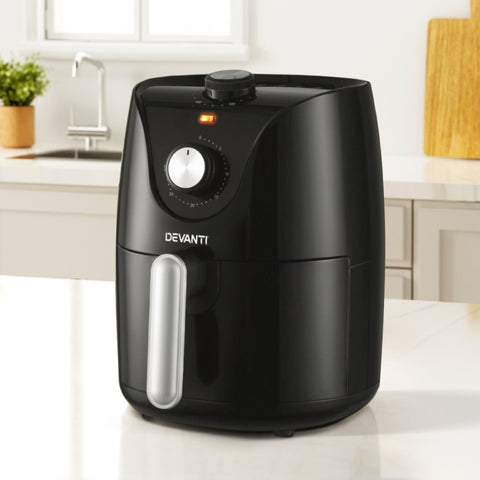 Devanti Air Fryer 2.5L Knob Fryers AF-K-J-NA2M-BK