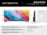 SKYWORTH Q5600H 43''-QLED Smart Google TV, FHD, HDR10 HLG, Find-My Remote,Dolby Audio, Screen V1398-43Q5600H