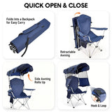Foldable Canopy Shade Chair Outdoor Sturdy Frame Thickened Oxford Fabric Chair with Armrest Cup V985-CANOPYCHAIR