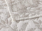 Bianca Ameila Stone Jacquard Quilted Foliage Bedspread Set Super King V442-BCA-BEDSPREAD-AMEILA-STONE-SK