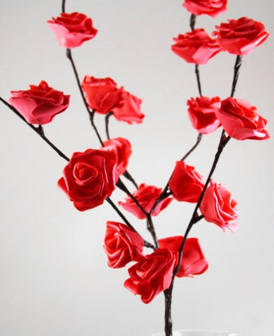 1 Set of 50cm H 20 LED Red Rose Tree Branch Stem Fairy Light Wedding Event Party Function Table Vase V382-REDROSESTEMBATT
