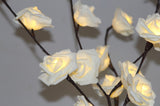 1 Set of 50cm H 20 LED White Rose Tree Branch Stem Fairy Light Wedding Event Party Function Table V382-WHROSESTEMBATT