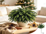 Artificial Cedar Bush Faux Green Fern Stems For Vase Indoor Decor 12 Pack Plastic Greenery V1369-AZ3-W-11195