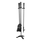Fireplace Tool Set, 4 PCS Fire Tool Set and Holder with Three-Prong Stand, Ash Shovel, Brush, Fire V952-BLGJTJ4JTSZGOB6QI001V0