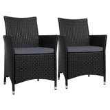 Gardeon Outdoor Dining Chairs Patio Furniture Wicker Garden Cushion Idris 2PC ODF-CHAIR-630-BK-2X