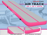 Powertrain Airtrack 20cm Thick 8m x 1m Inflatable Gymnastics Tumbling Mat Air Track - Pink IFM-0801-GYPK