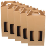 Durable Khaki Paper Wine Carrier - Easy to Carry for Storage 5Pcs V1369-AZ3-W-20958