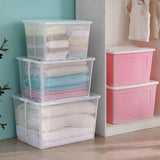 2x 57 Litre Modular Clear Foldable Storage Box with Lid Plastic Tub Collapsible V563-75200-2X