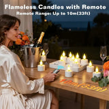 12-Pack Rechargeable LED Tea Lights, Smart Remote Control, Flameless Safe Romance, All-Scene V1232-WYLZ-001