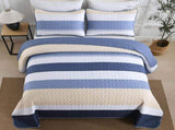 Blue Stripe Patchwork Majesty Bedspread Coverlet 3 Piece Set V745-AC080606Q13U