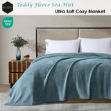 Ardor Teddy Sea Mist Ultra Soft Cozy Fleece Blanket Queen V442-INT-BLANKET-TEDDY-SEAMIST-QS