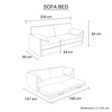 3 Seater Multifunctional Sofa Bed Fabric Upholstery New Foam Pocket Spring V43-SOF-ULTR-BL