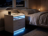 Levede Smart Bedside Table USB Wireless Charging Motion Sensor Light Nightstand NI1076-WH-AU