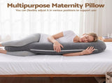 Giselle Bedding Pregnancy Pillow for Side Sleeping L-Shaped Maternity Body Pillow for Women 100% PILLOW-MAT-L-COT-GY