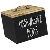 Wooden Storage Container with Lid, Farmhouse Dishwasher Pod Dispenser Box for Laundry Room, Bathroom V1189-LC-RY-00350
