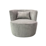 Miami Arm Chair Grey Fabric Upholstery Stripe Design Wooden Structure Rotating Metal Chassis V43-AC-MAMI