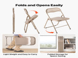 4 Pack Folding Chairs, Foldable Leather Chairs with Heavy Duty Metal Frame & Padded Cushion, V952-JSZDYPGJS4BZLL6UP001V0