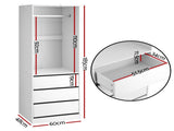 Artiss Wardrobe Clothes Closet Storage Organizer White FURNI-L-WR01-3D-WH-AB