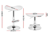 Artiss 4x Bar Stools Leather Gas Lift Chair White BA-K-1001-WHX4